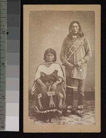 Ganeki and bride in bridal costume. Southern Ute Indians, Colorado
