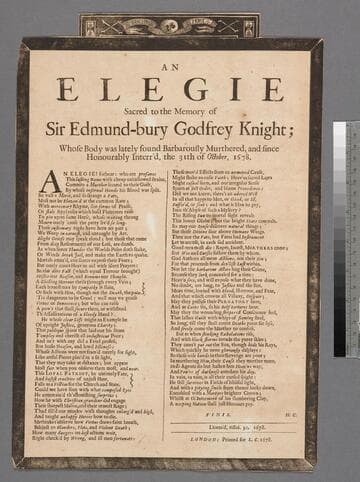 An elegie sacred to the memory of Sir Edmund-bury Godfrey Knight whose body was lately found barbarously murthered, and since honourably interr'd, the 31th of October, 1678