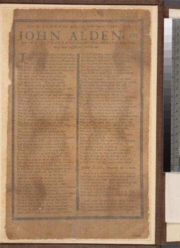 Upon the death of that aged, pious, sincere-hearted Christian, John Alden, Esq late magistrate of New-Plimouth Colony, who died Sept. 12th, 1687, being about eighty nine years of age