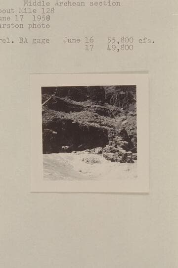 Current pouring over block of Archean rock in Middle Archean section. About Mile 128