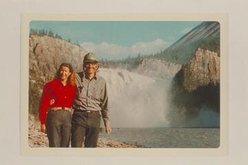 Jean and Hal Bennett. Virginia Falls on the South Nahanni