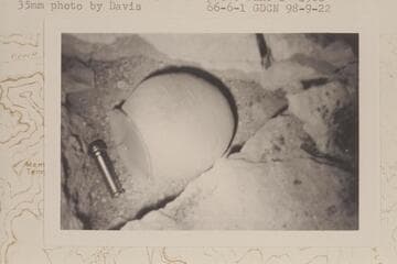 Olla found by Donald Davis in Olla Vieja Cave on Osiris Temple. Finding was 1966, May 31