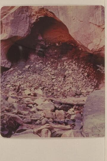Black Water Cave; North side of Navajo Mountain. Formed by a fault that crosses the stream bed