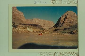 Mile 214 1/2 looking upstream. Float on air mattresses from Mile 209 to Separation Rapid. A lava remnant is on right bank