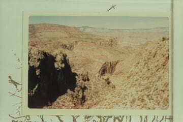 View down Granite Park Canyon from high point of the detour. Price Butte at arrow