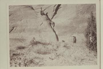 The trail between the middle fork and the southwest fork of 73.6. Buster Ordiway on top; Dock Marston on the trail; Archeyes Masland waits at the bottom