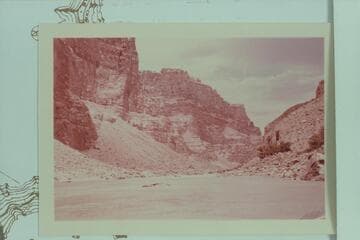 Up to The Big Drop from Mile 202. The side canyon at right bank at center in the print is Teapot Canyon