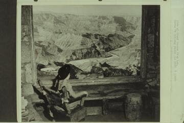 View of Grand Canyon fron inn. At center is Tanner Rapid at the foot of the Tanner Trail