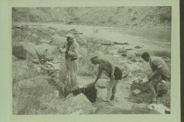 Second camp in Marble Canyon. President Harding Rapid. Sanderson; Marston; Beer