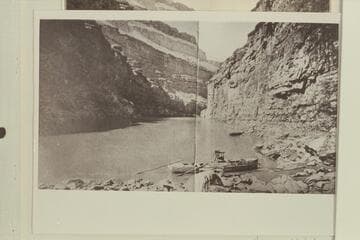 Marble Canyon, Colorado River. Boat used by Major Powell in descending the river in 1871