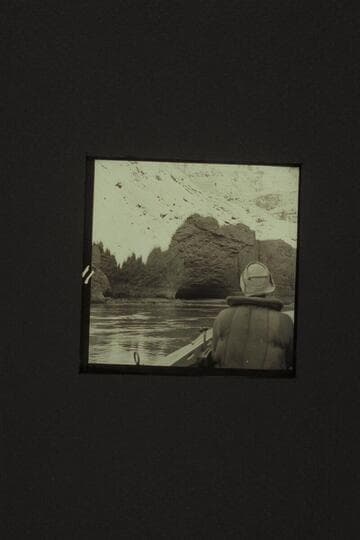 Redwall Cavern. Bill Belknap at the controls of the "Cactus" as they turn into the eddy to land in the cavern