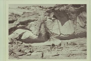Portion of cave ruin in easterly fork of Little Finger Canyon in Navajo Canyon. Masland has suggested the name, "Manygoats House."