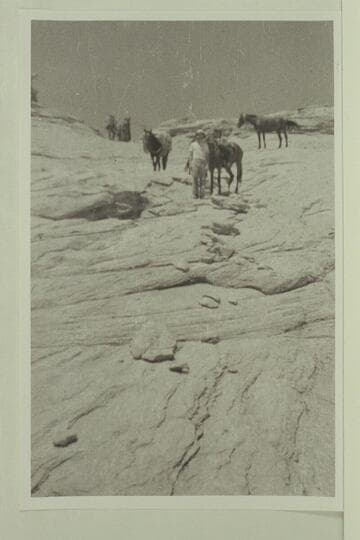 Route of descent into Escalante River. First stage of descent to sand. Dave Rust party