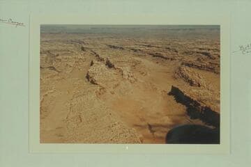Down Red Lake Canyon to its junction with Butler Canyon. Upper Red Lake Canyon is at the right margin. Twin Canyon is at left. Cyclone Canyon cuts a slot at the right of Red Lake Canyon