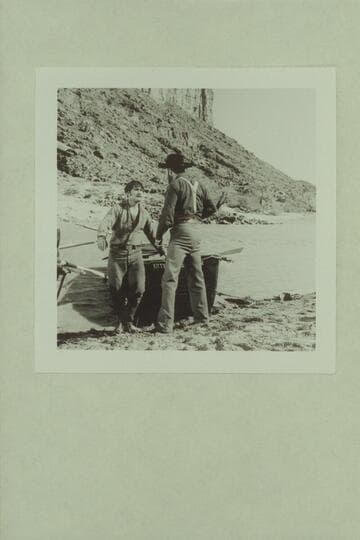 Walter Powell (played by Jim Drury) talks tough with Major Powell (played by John Beal) in the filming by Disney of "The Colorado River Story." Colorado River near Moab and Castle Creek