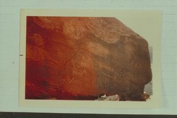 Indian inscriptions on boulder where the D. Julien inscription is. Mile 212-3, Cataract Canyon. Sent by Mark Lindquist