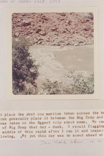 Mile 204.2 in Mile Long Rapid. Same rapid as Dean Daily of 1927, Nov. 20 and Margaret Cox 35mm Kodachrome of 1959, June-July