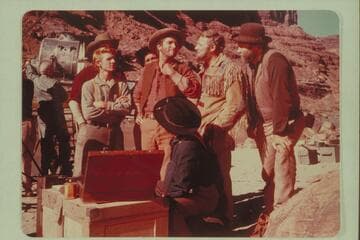 Enacting a camp sequence in the Powell story. Below Castle Valley