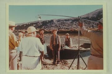 Filming "The Colorado River Story" and showing departure of the Powell crew from Green River, Wyoming. Walt Disney Productions, Inc. Filmed on the Colorado River above Moab
