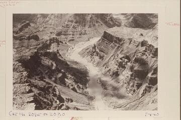 Down Cataract Canyon from Mile 209.5. Y Canyon is the first canyon on the left and Cross Canyon is just beyond