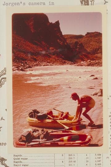 Jorgen Visbak boards his Yak at head of Rapid #7, Mile 209.6 RB