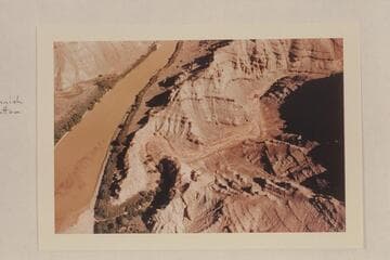 Mouth of Butler or Red Lake Canyon. The mouth of the stream bed is Mile 213