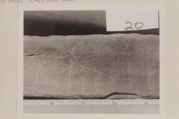 Light scratches on #8 rock taken from the Fort at the mouth of white Canyon. #20 may read "Julie" and it is to the left on the rock