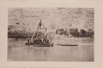 Drilling at the damsite below the mouth of the Green River. Mile 216.35