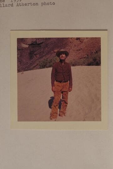 Ballard Atherton as Seneca Howland in making the Disney motion picture, "Ten Who Dared." Grand Canyon