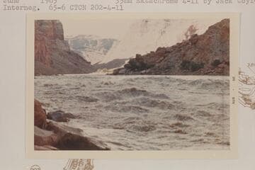 Up river from near head of Rapid 22. Mile 202.4