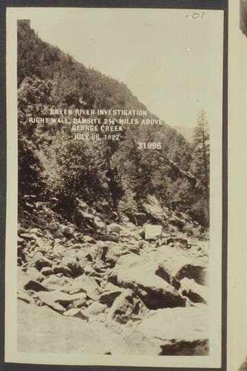 Green River Investigation: Right Wall, Damsite 2 1/2 Miles above George Creek