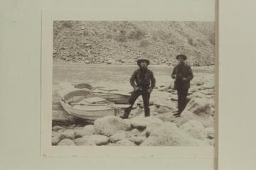 John and Bill Nelson at Diamond Creek. Kolb boats at the shore