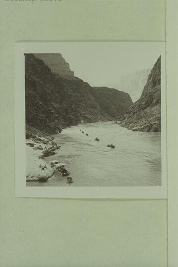 Five of the seven boats of the Marston-Disney fleet. The two Jordan boats and the Belknap boat on the beach; Separation Canyon