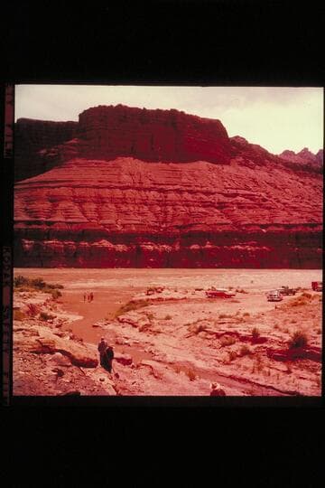 Paria Riffle with water backed into the wash at the foot of the grade. Preliminary gauge: 104,200 cfs