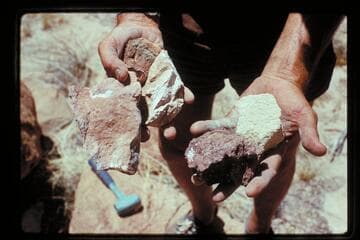 Rock samples from Stanton's Marble Pier. Mile 24 1/2, left bank, in Marble Canyon