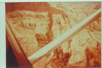 Head of one of the forks of the side canyon, Mile 73.6. Upper left is the side of Butte 6069. Arrow drawn to southwest fork