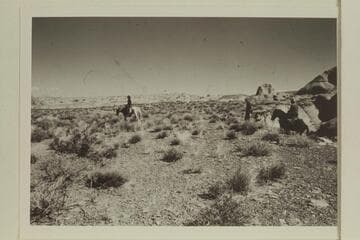 Tobe Owl rides across Moepitz Airfield. The area is so flat, a pliot from Flagstaff thought he could land there which does not seem to be unreasonable