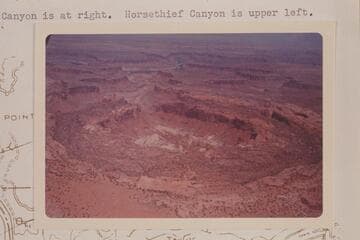 Upheaval Dome. Taylor Canyon is at right. Horsethief Canyon is upper left