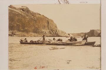 Bailing the skiffs, Glen Canyon, Mile 112. The LaRue junket in Glen Canyon studying dam sites