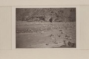 Island at mouth of the Little Colorado River. Noon. The photographer is standing on the point of the left bank of the Colorado and the right bank of the Little Colorado