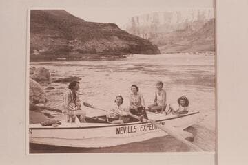 The women passengers on the 1947 Grand Canyon traverse from Lees Ferry to Bright Angel Creek, members of the Nevills party. Foot of the Tanner Trail
