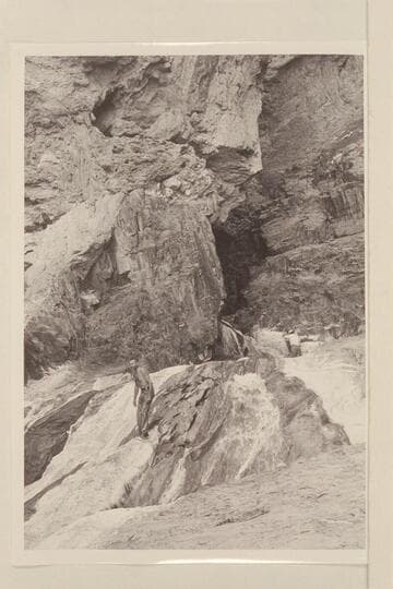 Mouth of Travertine Canyon. Hugh Cutler tries to find a way down. Chuck Richey tries to find a way up