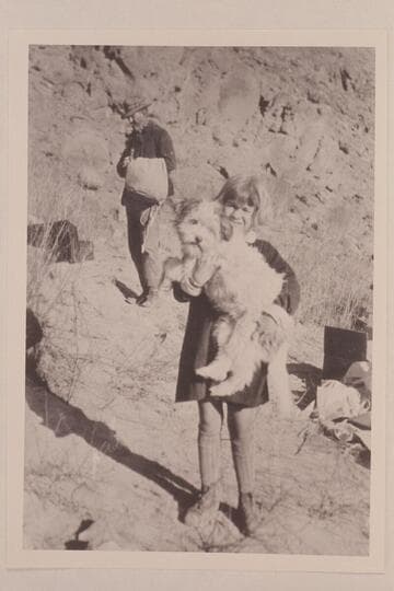 E. C. LaRue, Virginia Lowrey and Pansy. Pathe-Bray party at Lees Ferry