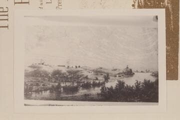 Sketch by Charles Shuchard: "The 'General Jessup' is moored at the foot of the hill."