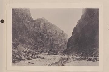 Mouth of Kanab Wash, Grand Canyon. Kanab Wash is the point where Powell's 2d party deserted the canyon in 1872. It was an area subject to a gold boom about the same time