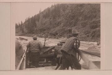 Tom Staley, Don Smith, Carl Kriley. Running a riffle of the Salmon River