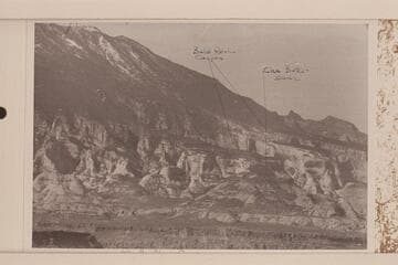 Mouth of Cha Canyon at lower left, Bald Rock Canyon, Cha Butte. From bench mark on Gray Mesa