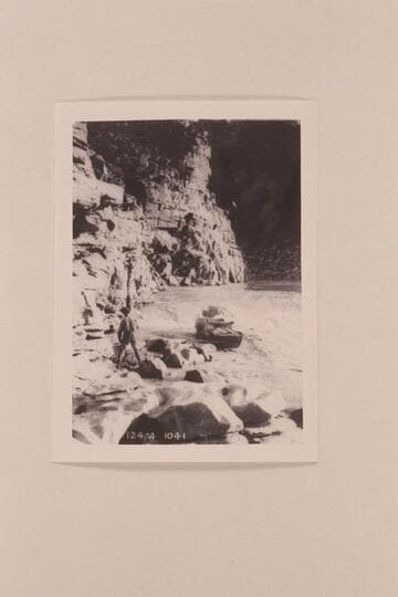 Lining Spencer Creek Rapid. Galloway-Stone party