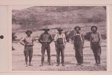The San Juan group the morning we started for Lees Ferry. USGS San Juan survey. Robert Allen; Hugh Hyde; Elwyn Blake; Bert Loper; Kelly Trimble
