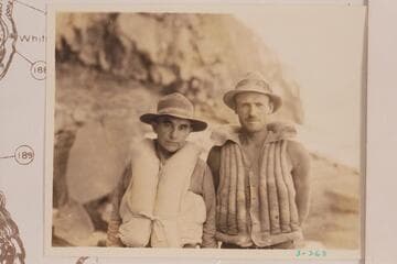 Clyde Eddy and Frank Swain at noon stop at Mile 186 (correction: probably Mile 195)